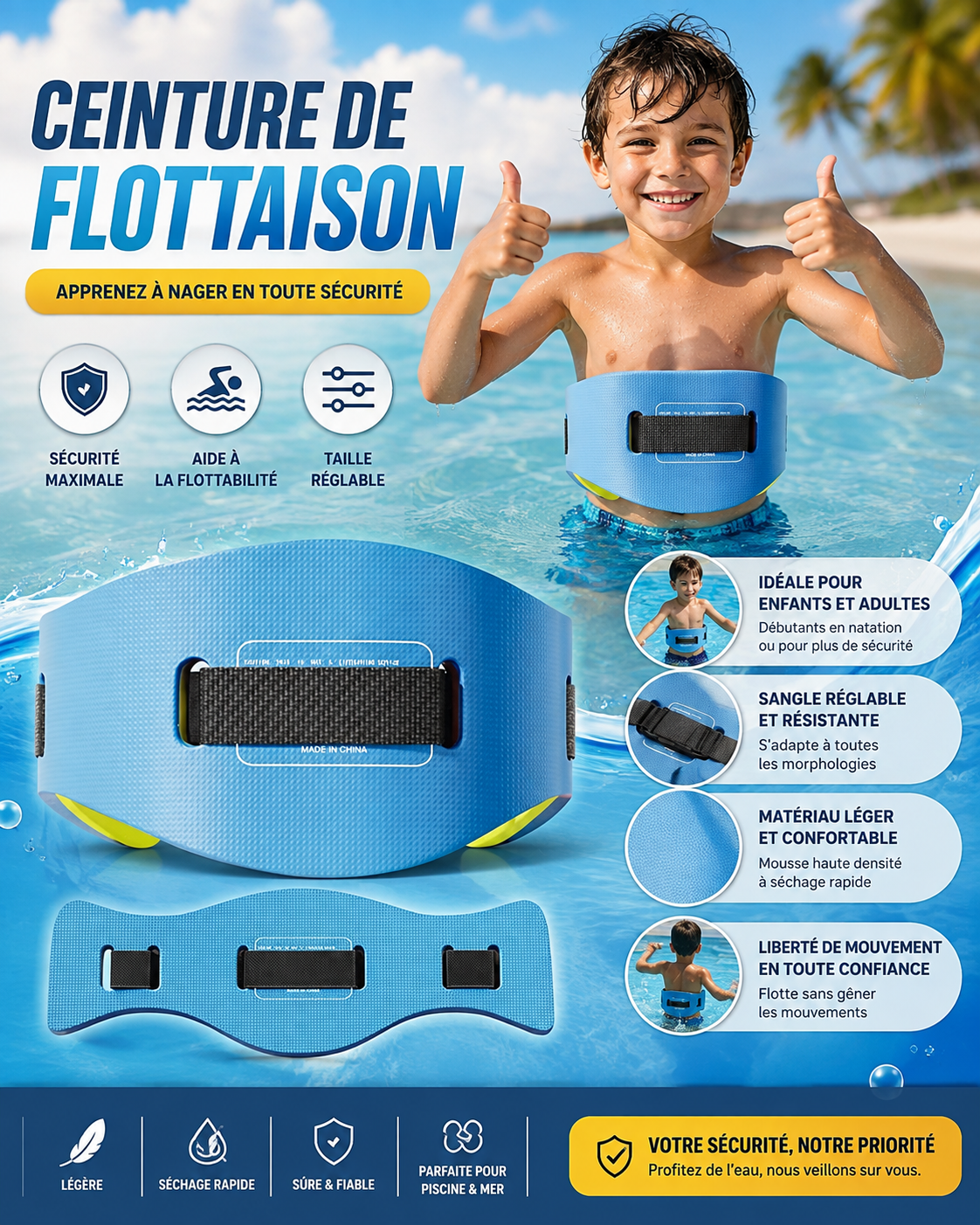 AquaFloat™ – Ceinture de Flottaison pour Enfants & Adultes