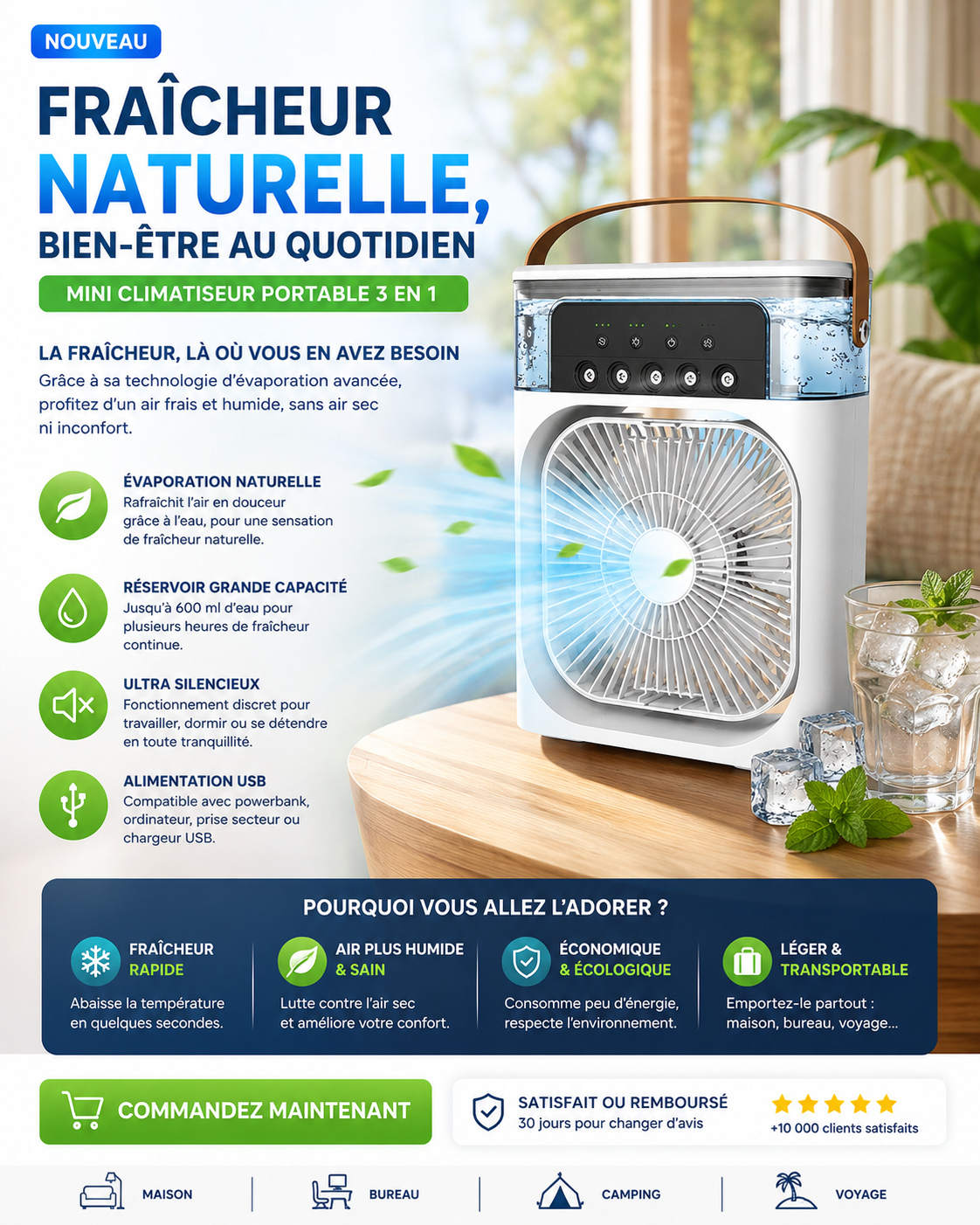 Mini Climatiseur Portable 3 en 1